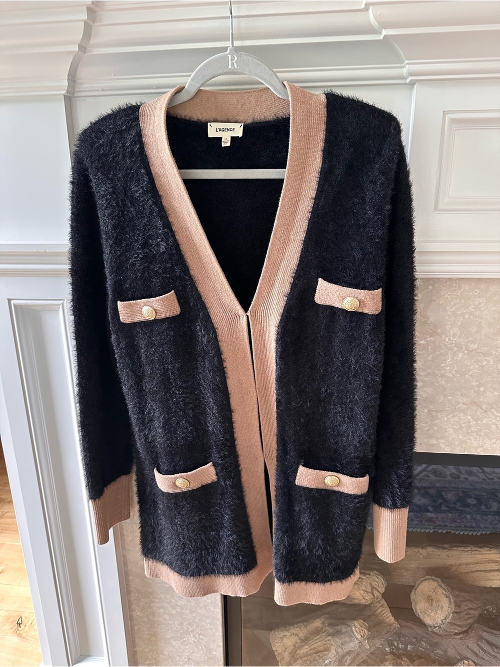 L'AGENCE Elin 4-Pocket Cardigan Large L